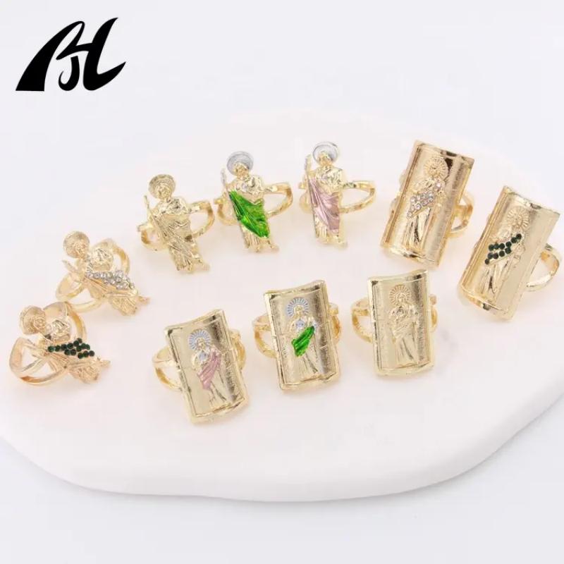 Fashion High Quality Cheap Rings Newest Religious Jewelry Design Catholicism Saint Judas Ring for Women 14k Gold Color Alloy