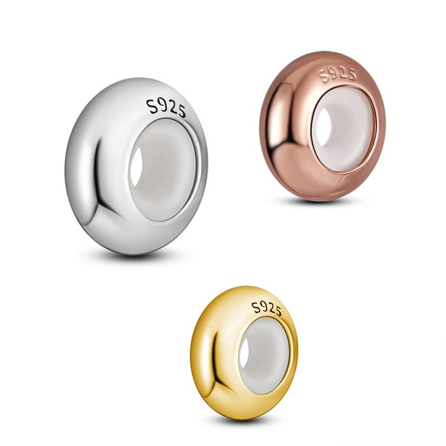 Hot Sale Rose gold & Gold plated Sparkle Spacer Charm Bead Fit Original European 925 Sterling Silver Bracelet Women Jewelry Gift