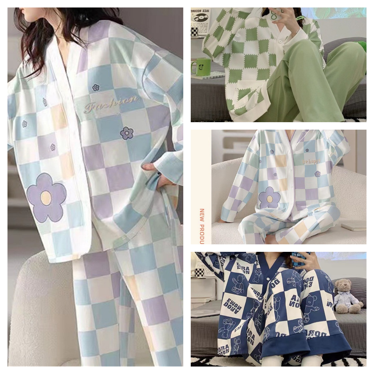Cute Pajamas Women's Spring Autumn 2024 New Long Sleeve WornOutside Plus Size Suit Cartoon Loungewear Valentineâs Birthday Gifts