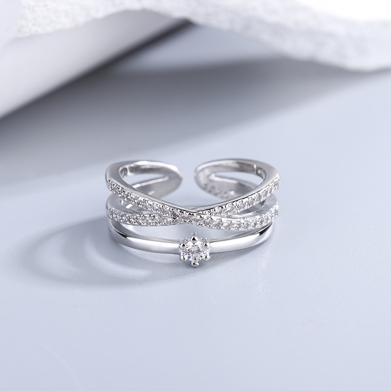 925 Sterling Silver overlapping Zircon Rings For Women Wedding Engagement Luxury Jewelry Cheap Things With