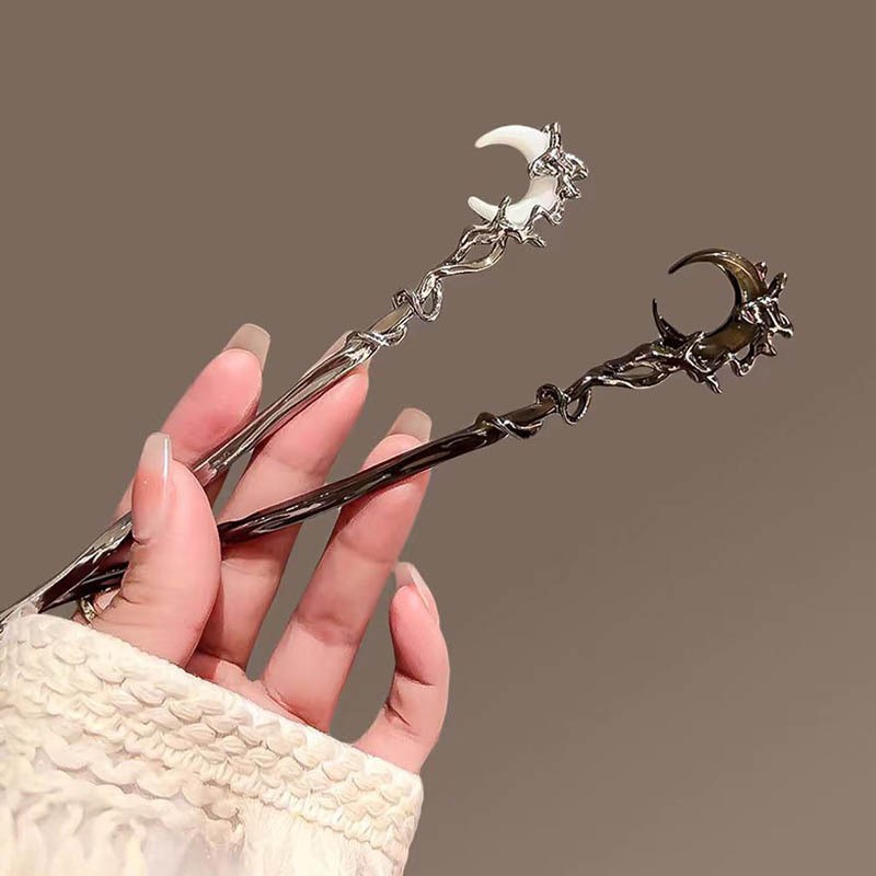 Exquisite Crescent Shaped Hairpin for Women New Chinese Style Irregular Metal Personalized Simple Versatile Hair Accessories