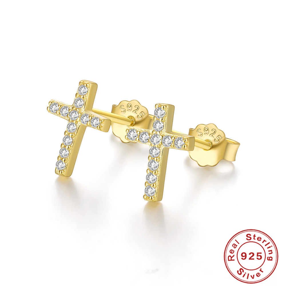 Aide Classic Cross Stud Earrings Zircon 925 Silver Earrings For Women Perfect For Daily Wear Anniversary Best Wishes Girl