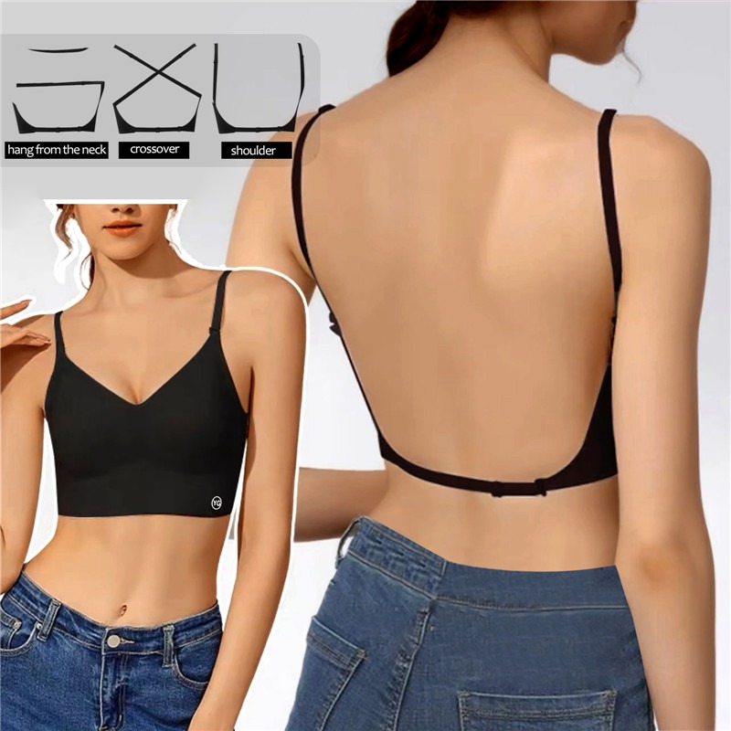 Sexy Women Lingerie Backless Bras Invisible Underwear Deep V Low Cut Push Up Bra Intimates Female Breathable Bralette Thin Bras
