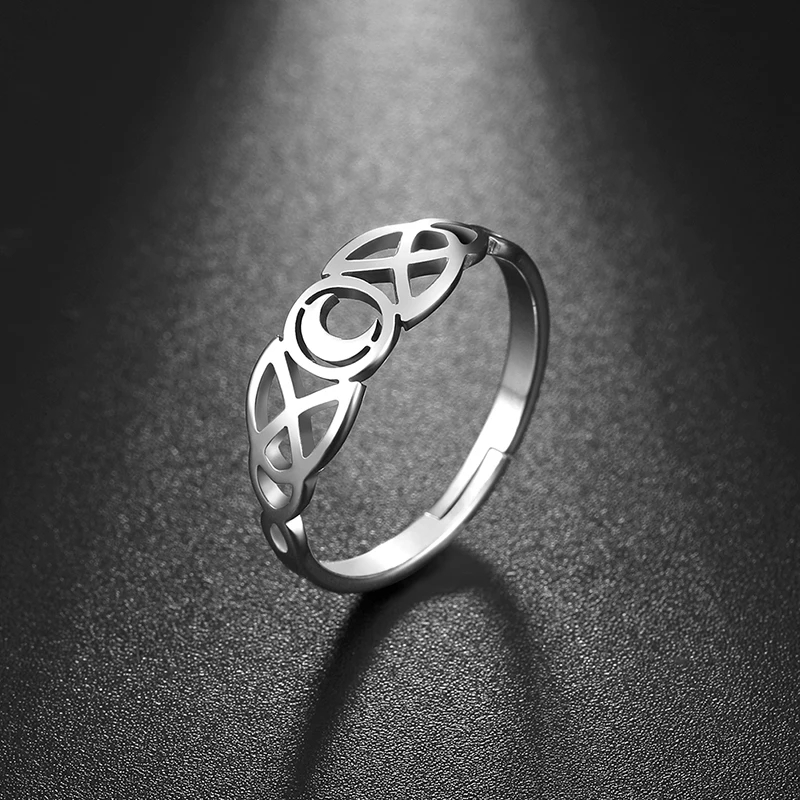 Skyrim Moon Irish Knot Stainless Steel Adjustable Ring Women's Fashion Retro Wedding Anniversary Gift Jewelry New 2025