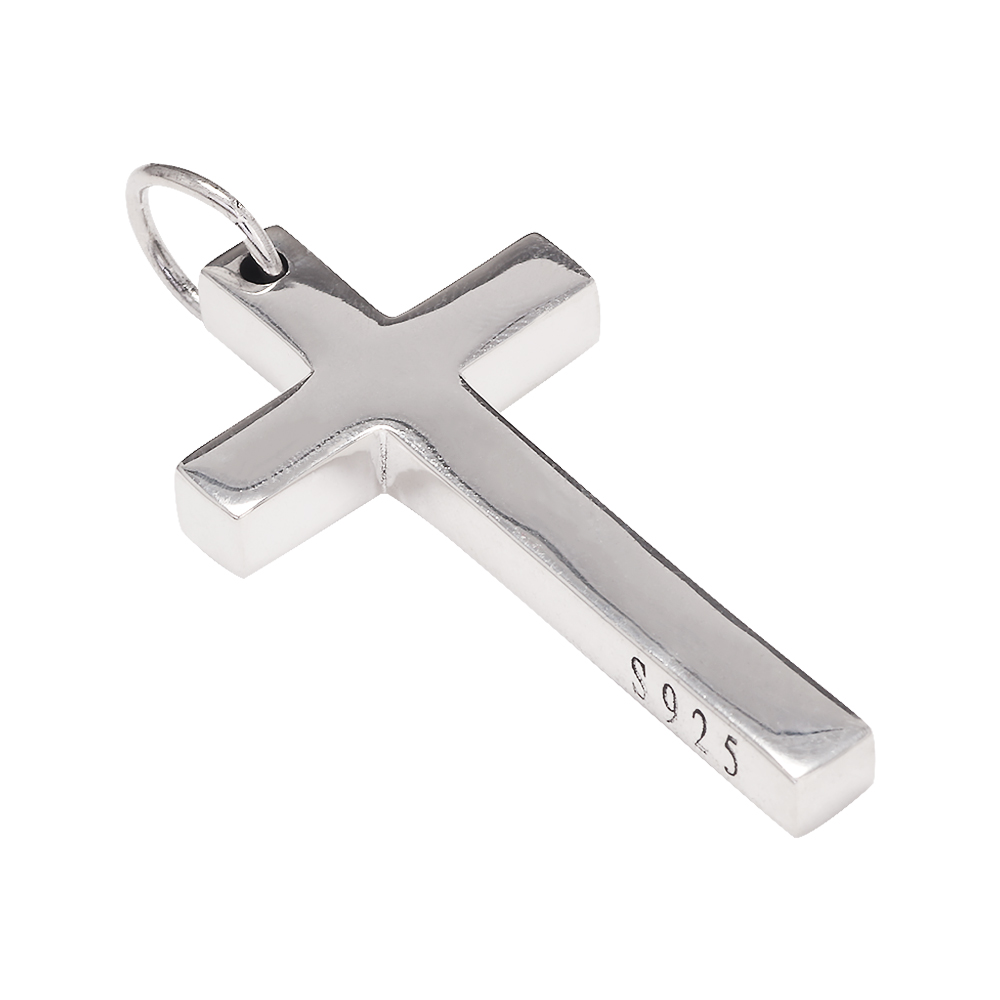 Solid 925 Silver Cross Pendant for Men Women Minimalist High Polished Fashion Classic Jesus Christian Prayer Jewelry