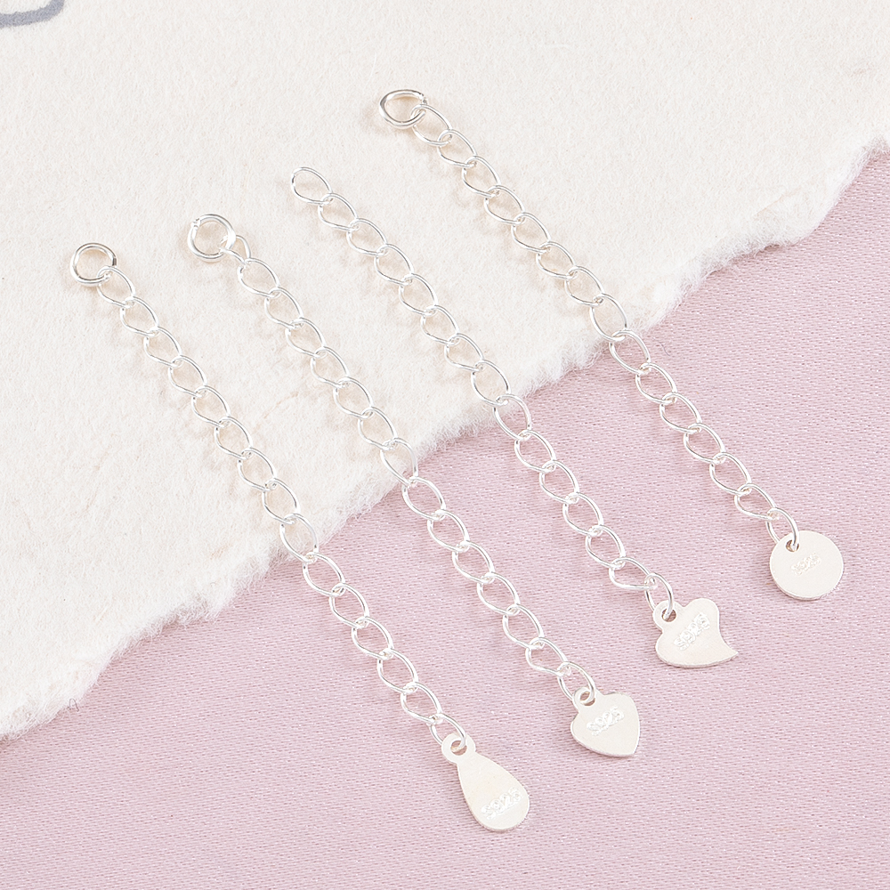 1pc S925 sterling silver heart round teardrop closing chain versatile universal diy necklace bracelet adjustable extension chain