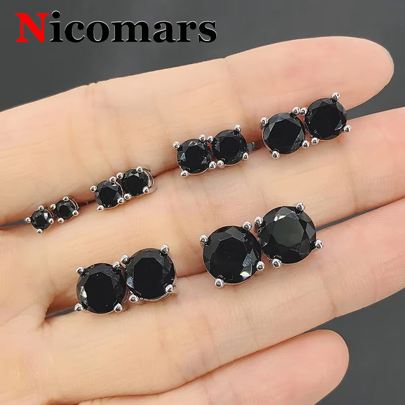 Black Moissanite Men's 1CT Earrings Original 925 Sliver Plated 18k Gold Fashion Moissanite Hip Hop Jewelry 2024 for Women Men