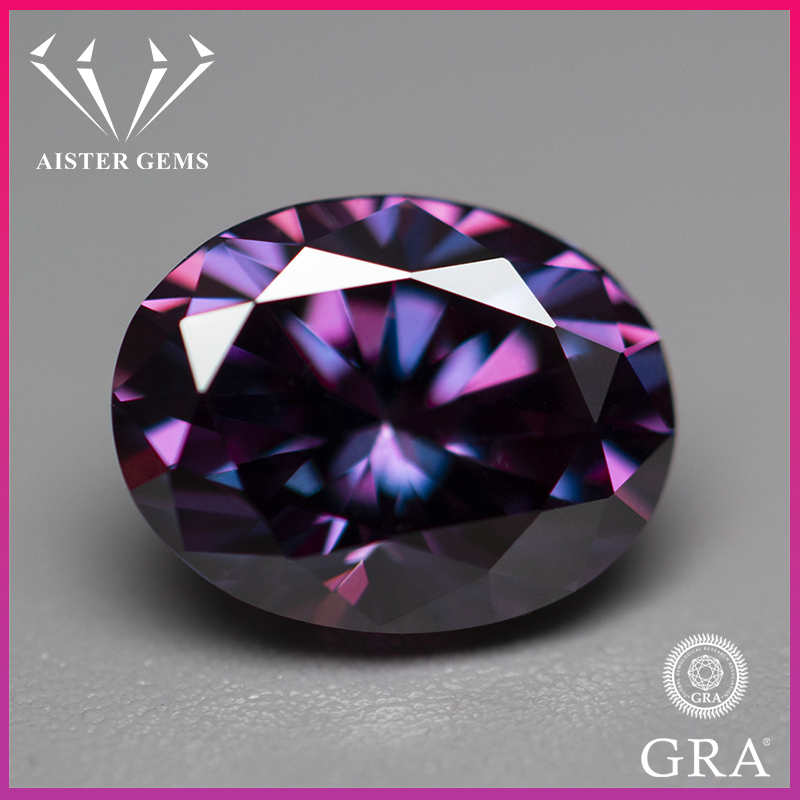 Royal Purple Oval Shape Moissanite Stones with Certificate Lab Diamonds Loose Gemstones Pass Diamond Tester VVS1 0.5-5.0ct