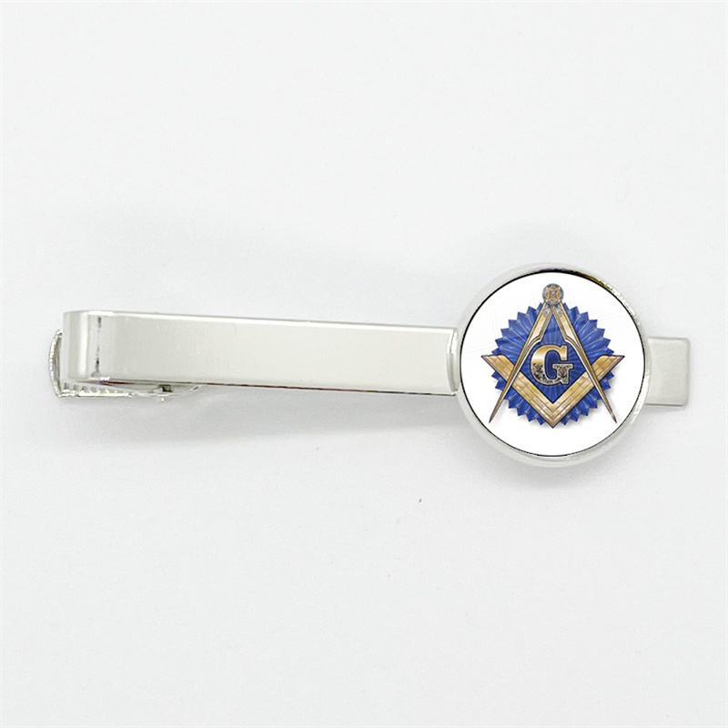 Free Mason Masonic Sigh Glass Gem Tie Clips Copper Metal Simple Necktie Tie Pins Suit Pins Button Gift