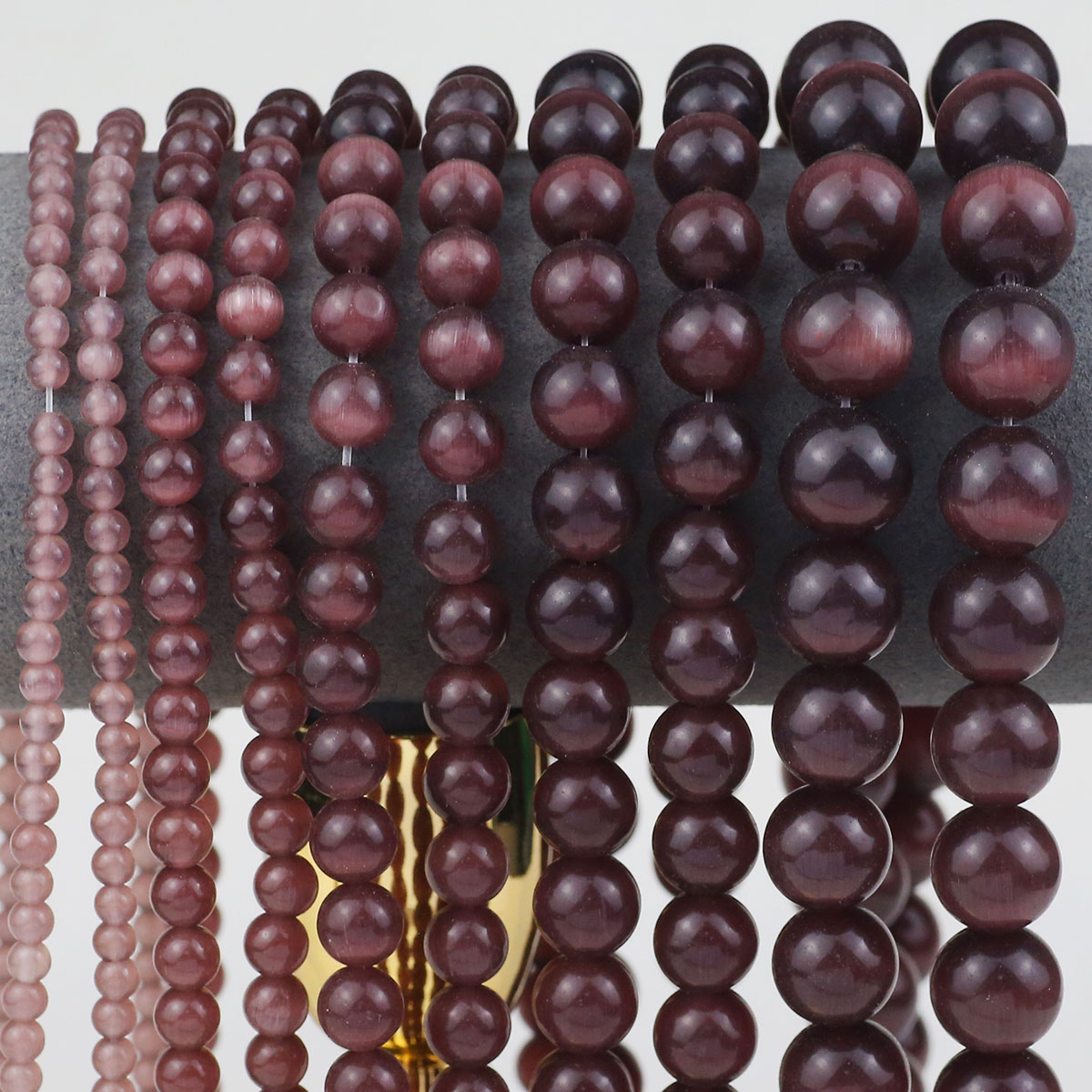 Natural Round Dark Purple Cat's Eye Stone Beads Loose Spacer Beads For DIY Jewelry Making Bracelets Necklaces 15ââ 4/6/8/10/12mm