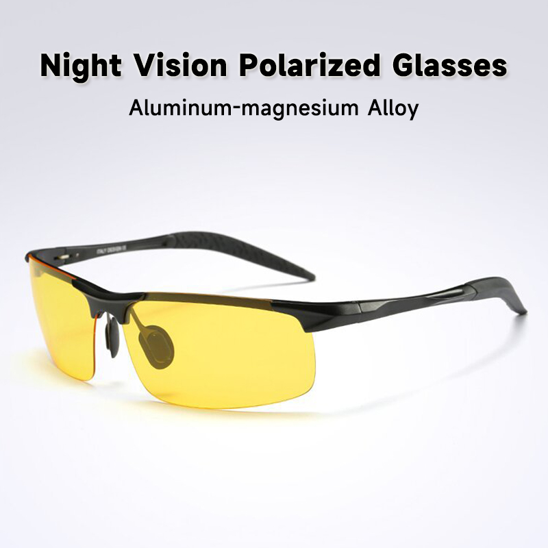 High Quality Aluminum Magnesium Polarized Night Vision Glasses Men Yellow Lenses UV400 Sunglasses Day And Night Driving Eyewear