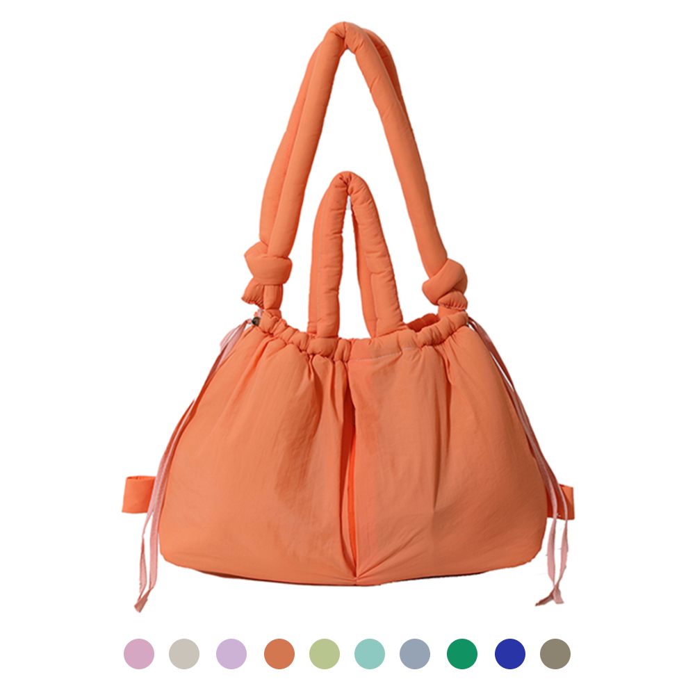 Puffer Tote Bag for Women Adjustable Strap Shoulder Bag Nylon Solid Crossbody Bag Large Backpack for Shopping Travel