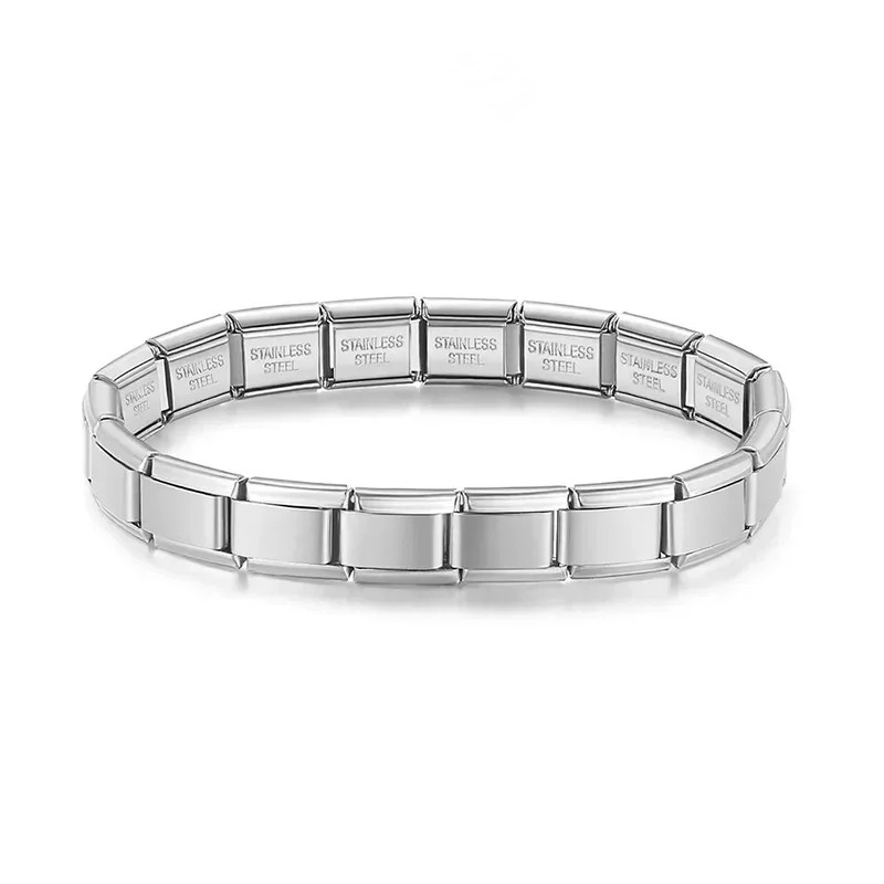 New Women's Jewelry DIY 9mm Width Itanlian Elastic Charm Bracelet Fashion Stainless Steel Fashion Bangle