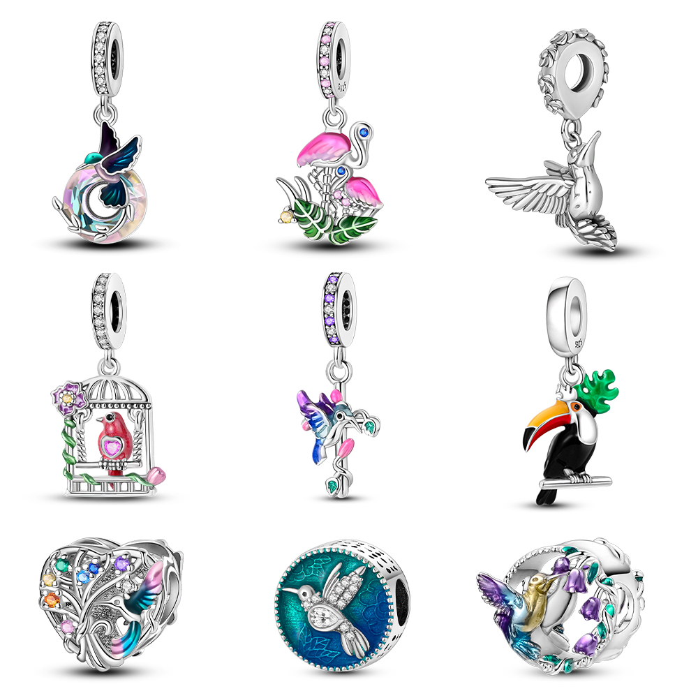 925 Sterling Silver Charms Birds Hummingbird Beads Fit Original Bracelet Pendants Diy Jewelry Gift For Women