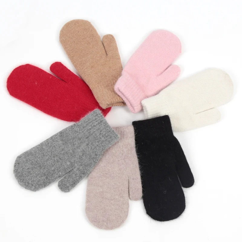 Soft Full Fingers Mittens Rabbit Hair Gloves Winter Keep Warm Korean Version of Solid Color All Fingers Winter Women Girl Gloves