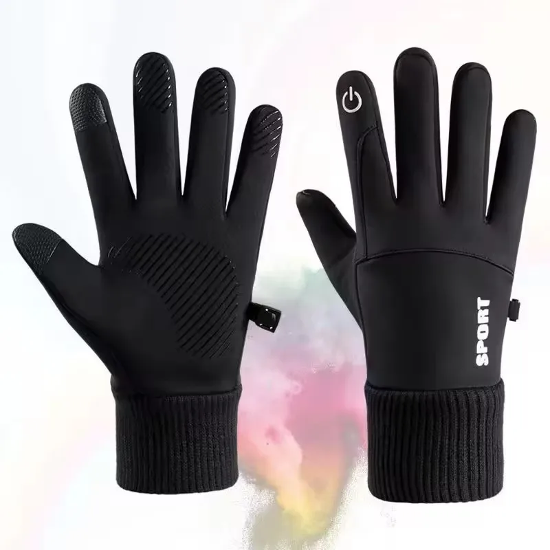 Winter Warm Full Fingers Waterproof Wind proof Cycling Outdoor Sports Running Motorcycle Ski Touch Screen Fleece Gloves