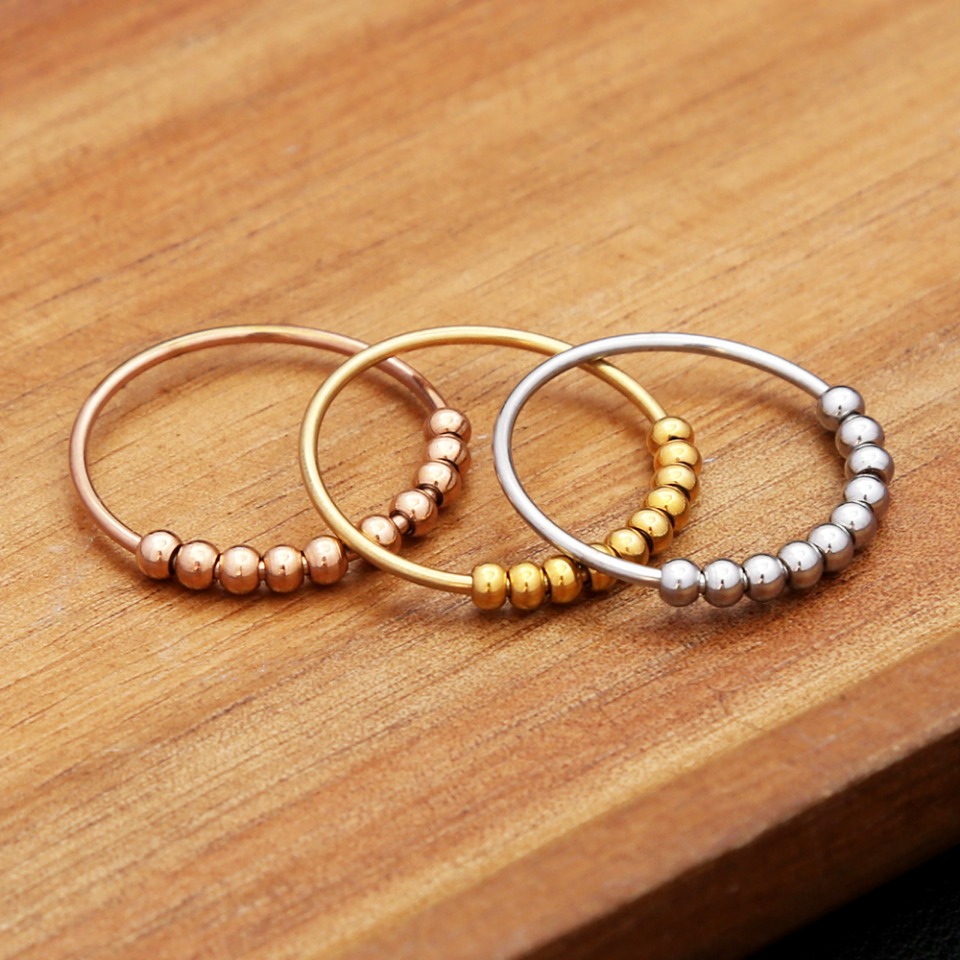 New Fashion Rotate Freely Spinner Ring 316L Stainless Steel Silver/Gold Color Simple Rings For Women Men Party Jewelry Wholesale