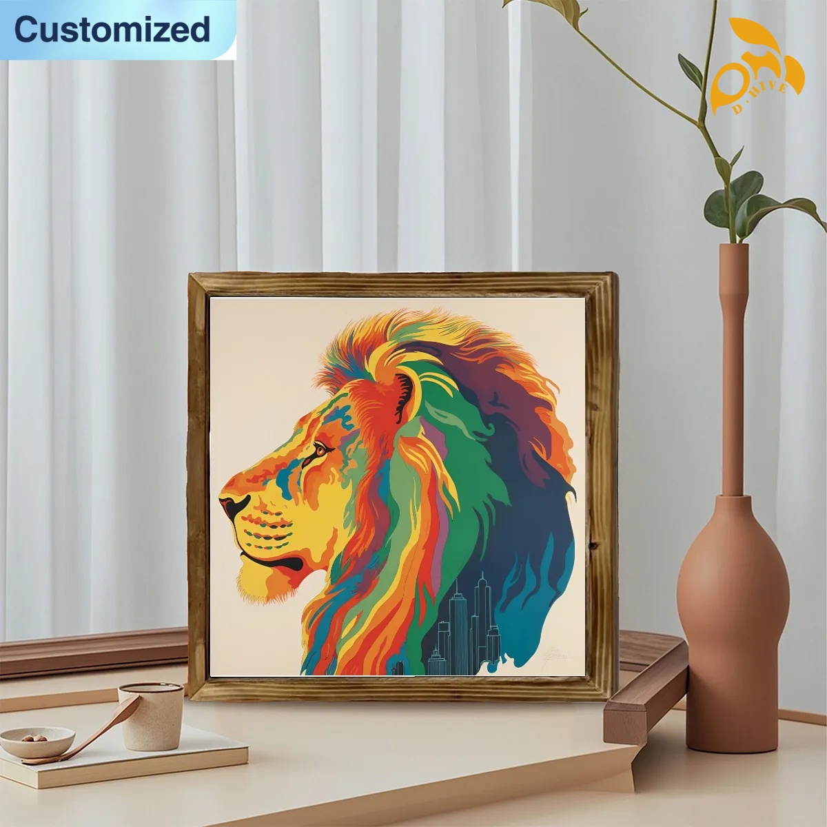 free shipping of customized fashionable American framed woodblock painting with exquisite patterns from US-image-1063374577