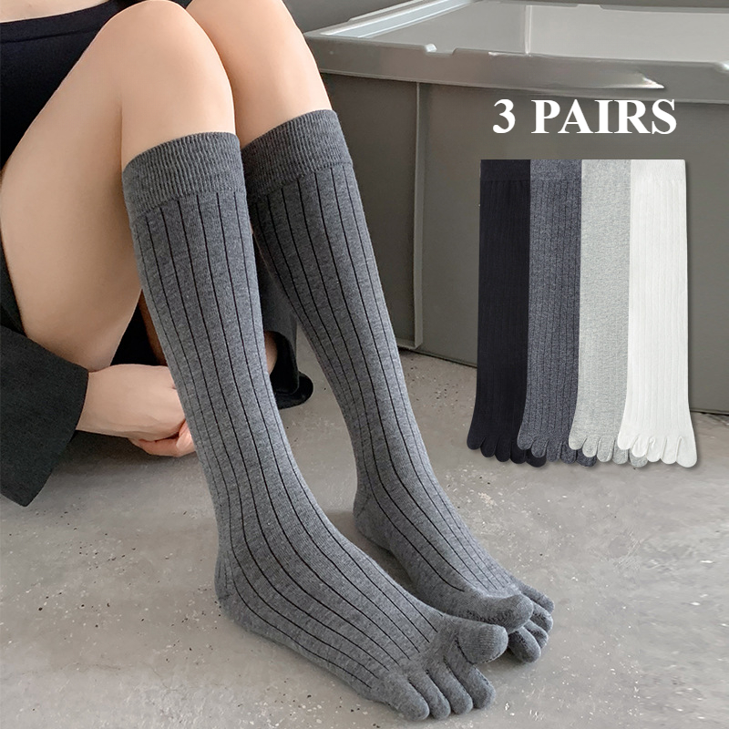 3 Pairs Toe Socks Women Men Long Calf Socks with Separate Fingers High Quality Cotton Five Finger Socks Women Stockings