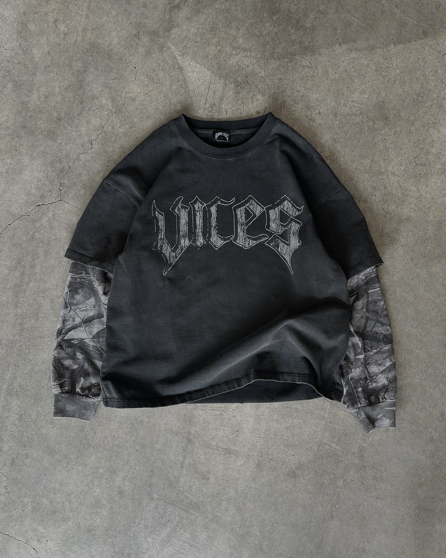 Y2k Gothic Hip Hop Letter Pattern Double Layer Long Sleeved Tops Graphic T Shirts Autumn Retro Men Sweatshirt Casual Streetwear