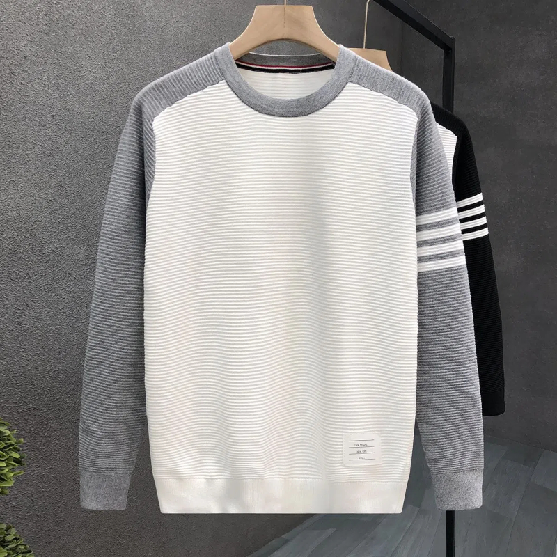 2025 Fashion Light Luxury Contrast Color Sweater Trendy Brand High-end Loose Knitwear Autumn Winter Warm Trendy Bottoming Shirt