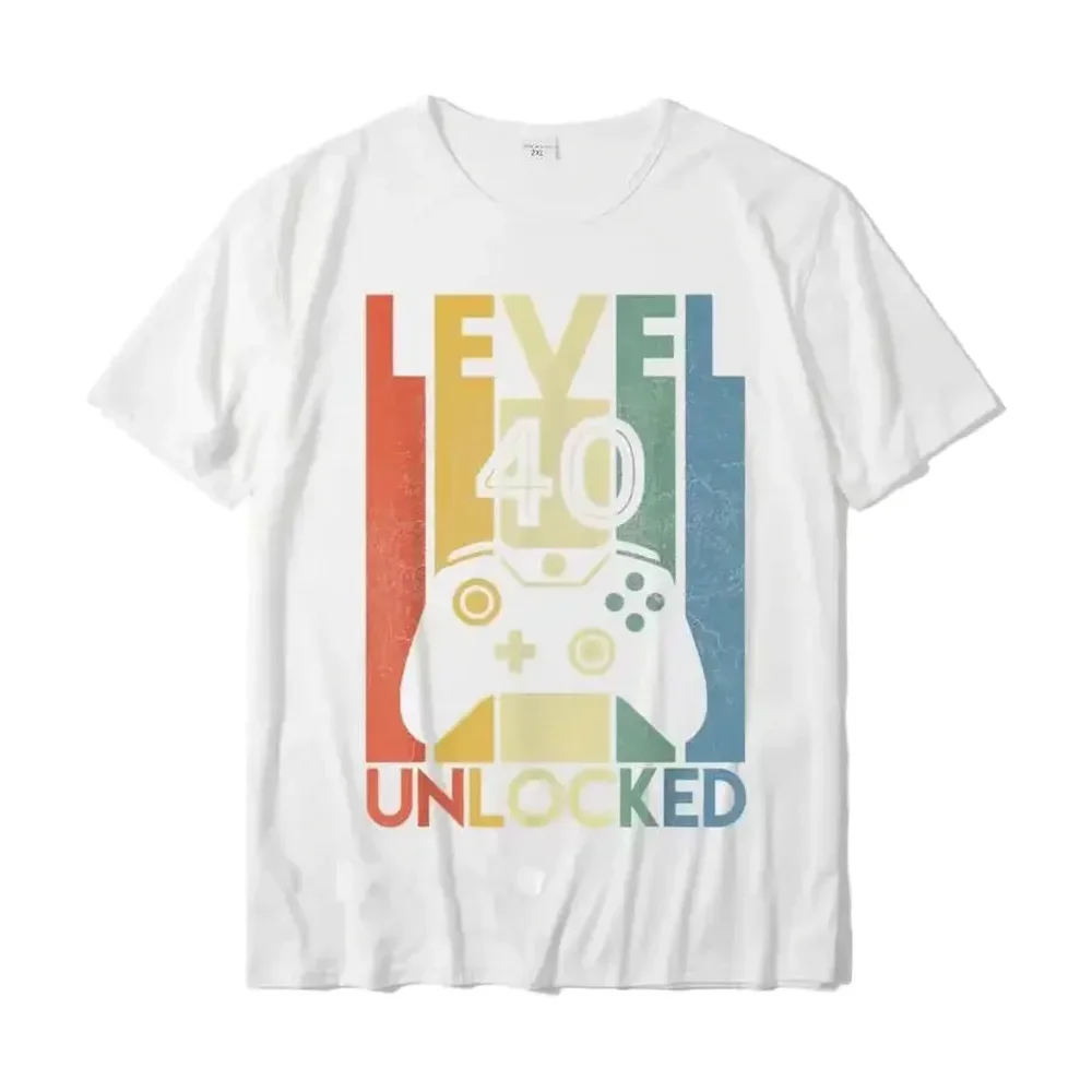 Level 40 Unlocked Funny Video Gamer 40th Birthday Gift T- Printed on for Men Wholesale T Shirts Party Graphic TShirts Fashion