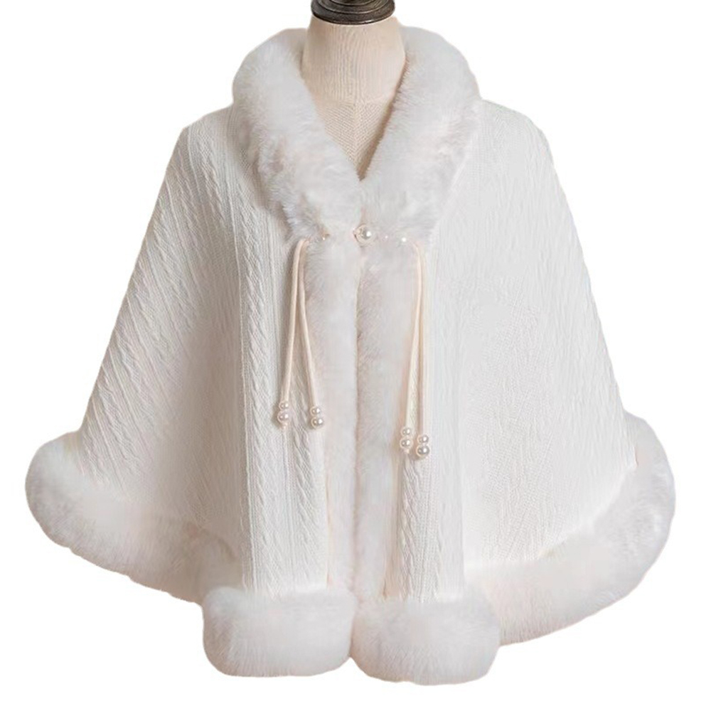 Faux Fur Wrap Women's Winter Warm Bridal Shawl Wedding Capes Long Fur Wedding Bridal Bolero Party Stole Fur Coat Cloak Red Beige
