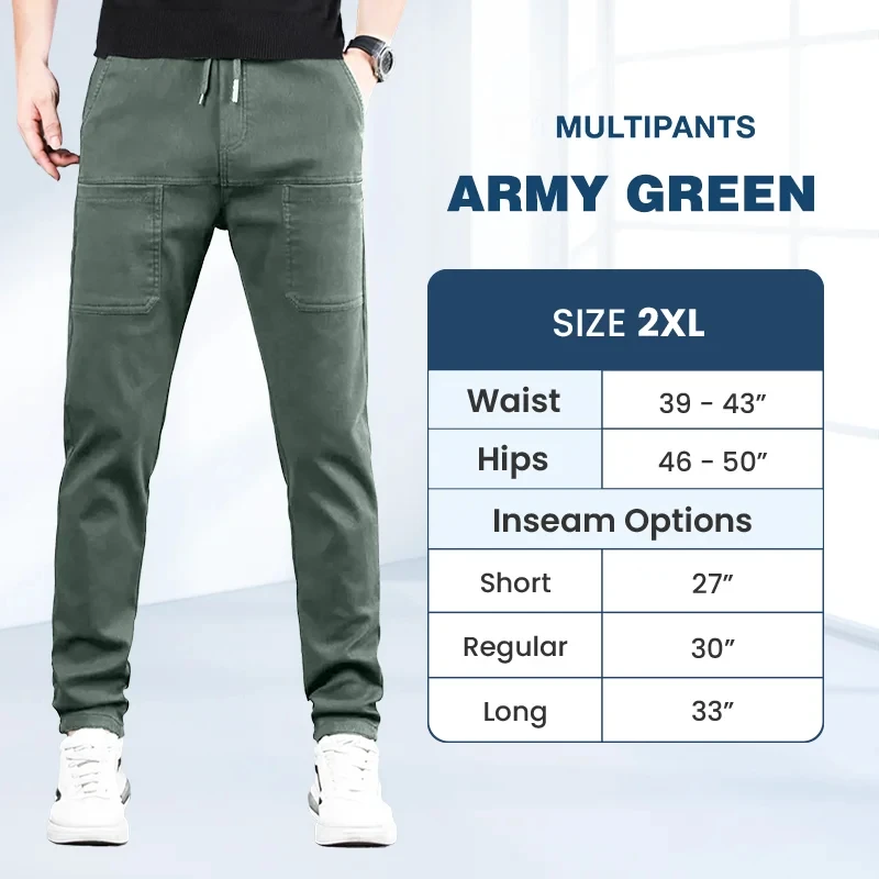 MultiPants High Stretch Multi-pocket Durable Cargo Pants Ice Silk Solid Color Waterproof High Elastic Men's Casual Daily Wear