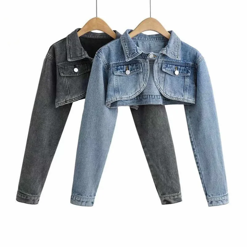 American Style Spicy Girl Denim Jacket Women's High-Waisted Shoulder Design Sensibility Niche Vintage Motorcycle Versatile Short