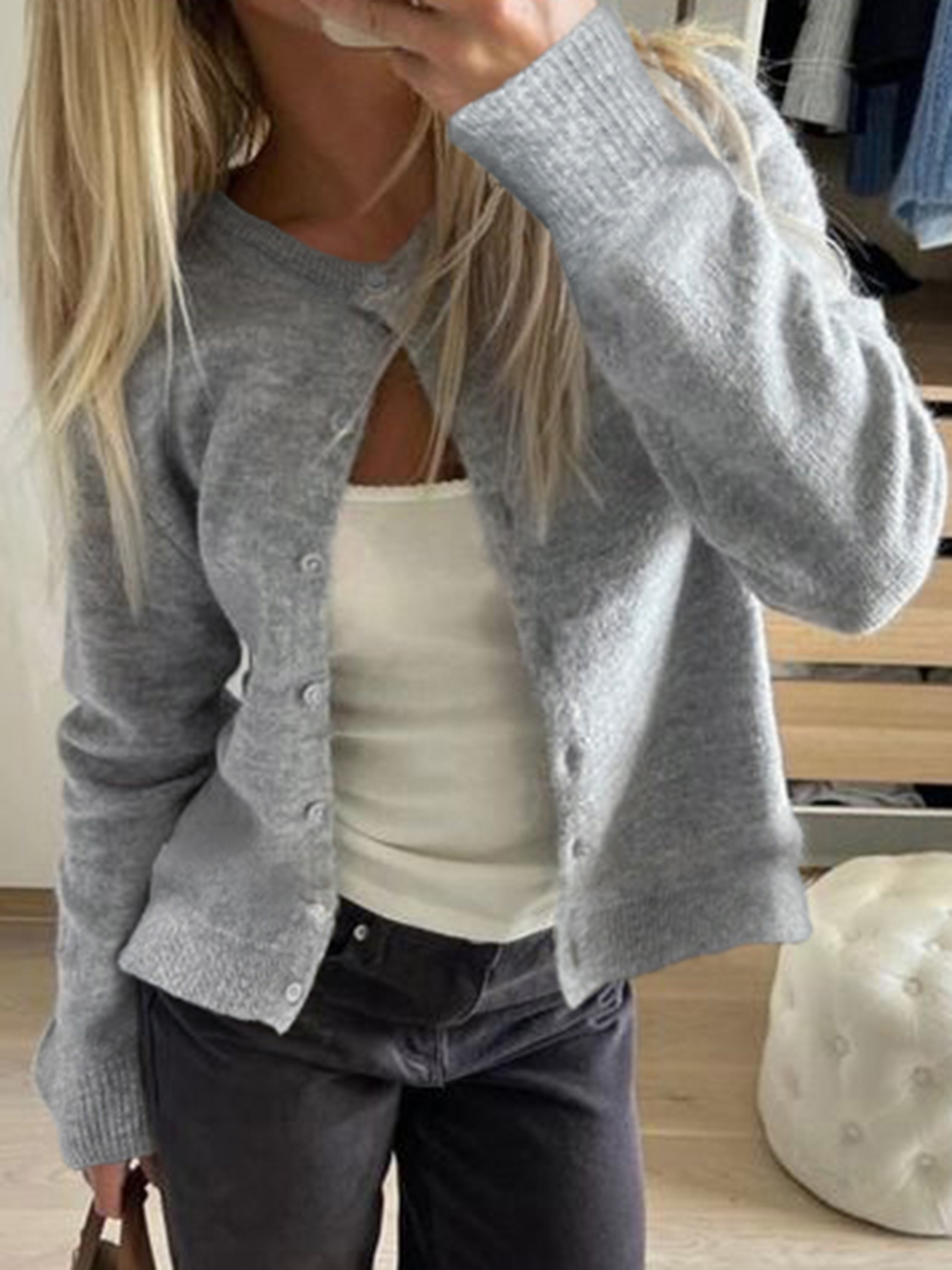 Cuteandpsycho Y2K Solid Aesthetic Cardigans All-match Single-breasted Chic Knit Coats Fashion Casual Korean Cute Women's Sweater