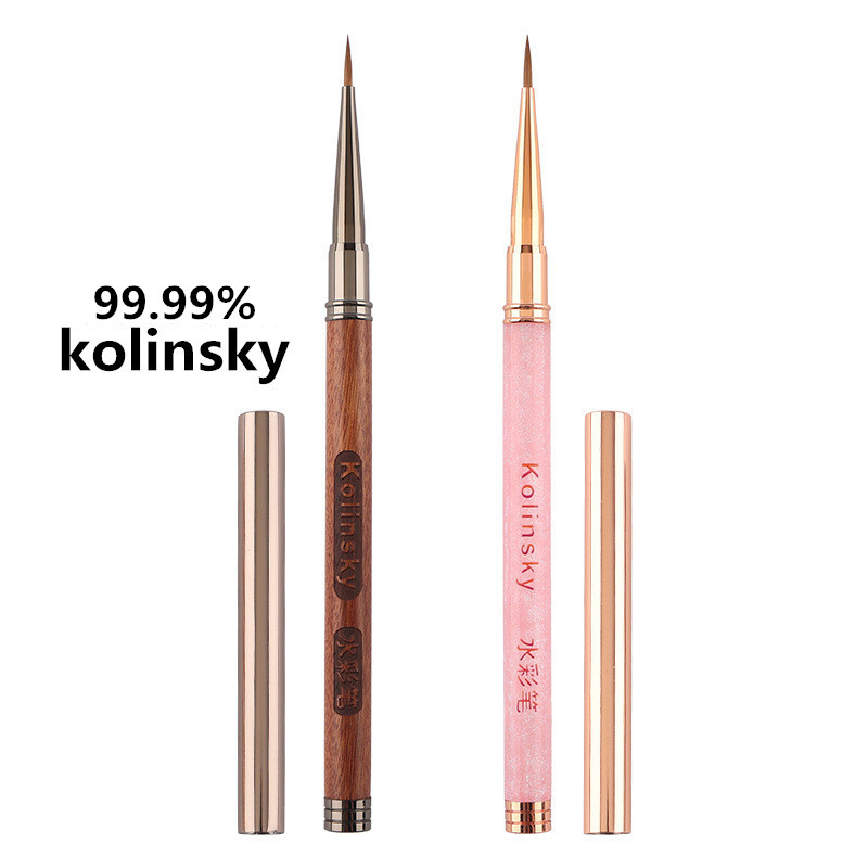 1PC New Kolinsky Acrylic Nail Brush Purple Nails Brush Art Acrylic Pure Kolinsky Sable Brush 3D Painting Pen