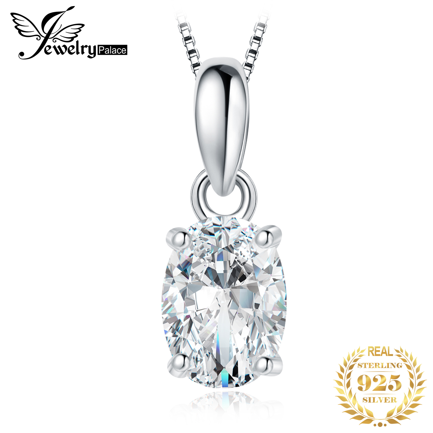 JewelryPalace Classic 1ct Oval CZ 925 Sterling Silver Pendant Necklace for Woman Lady Girl No Chain Fashion Trendy Fine Jewelry