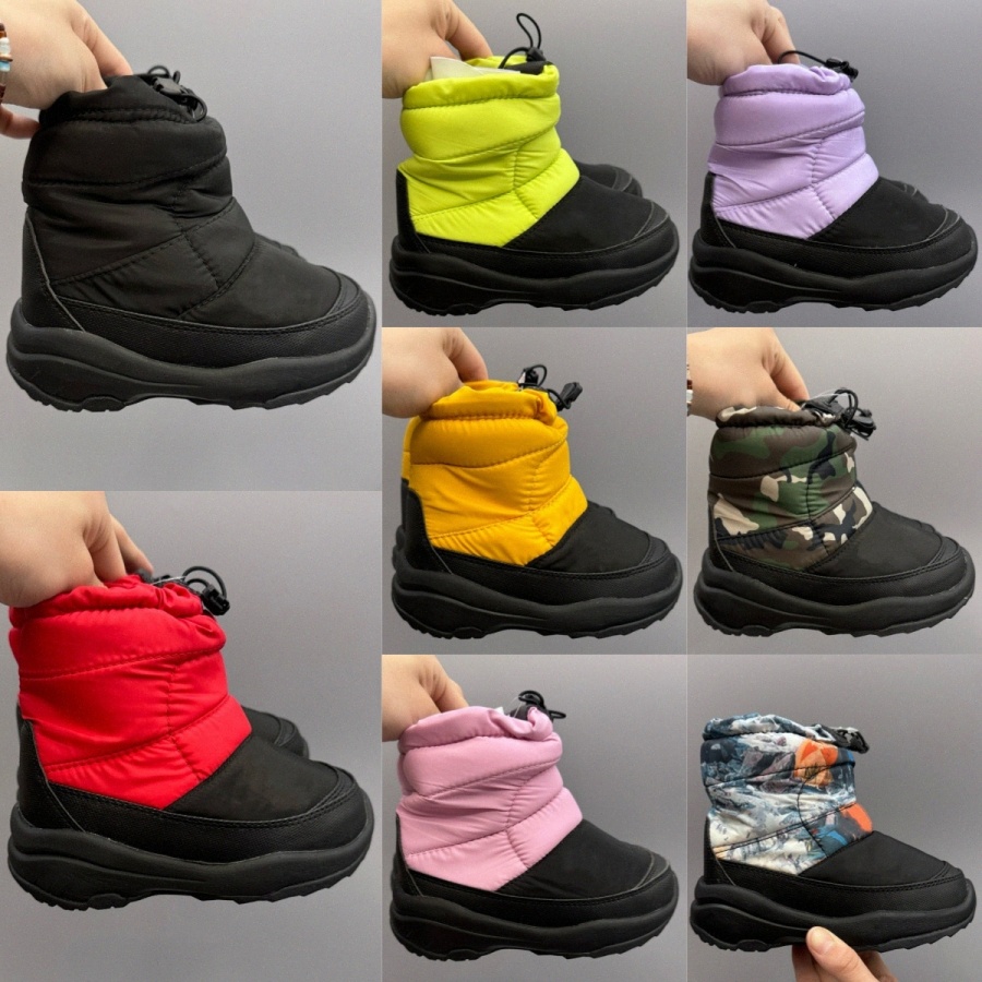 Kids Snow Boots Designer Winter Warm Boot Boys Girls Outdoor Shoes Toddler Children Trainers Black Red Pink Yellow Camo Green Size eur26PQa#-image-968054950