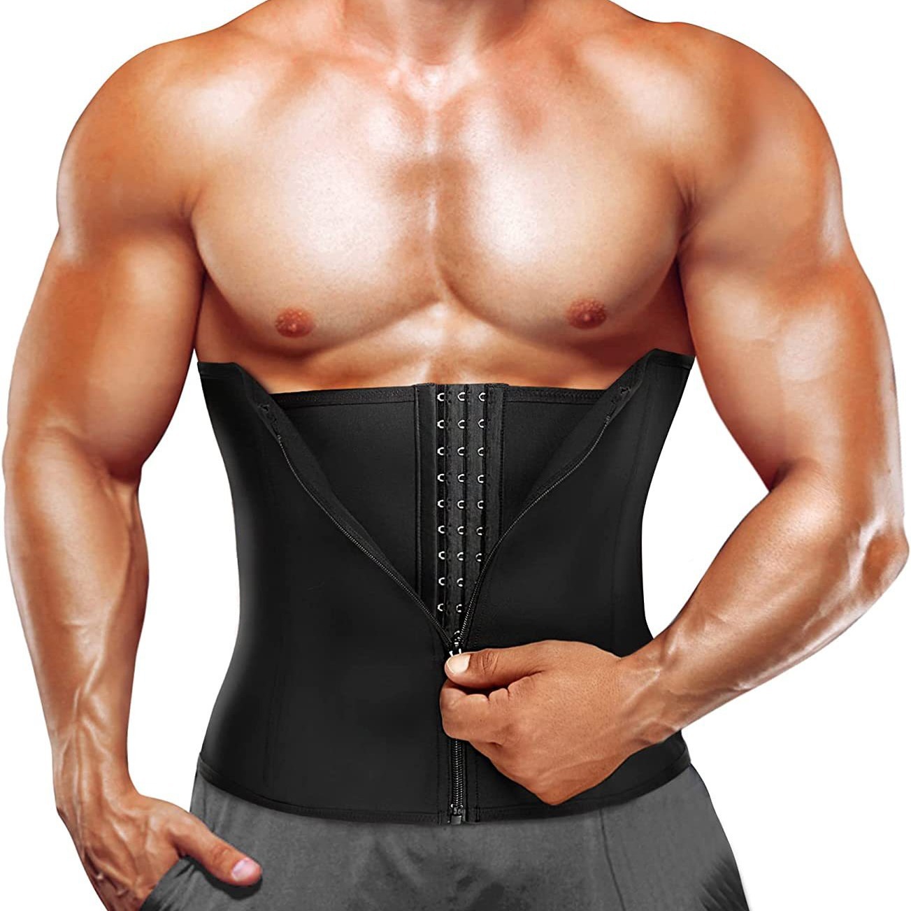 1pcs Men's Corset Silvering Sweating Breasted Sport Shaper Belt Waist Cinching Zipper Buckle Waist Protection Fitness Waist Belt
