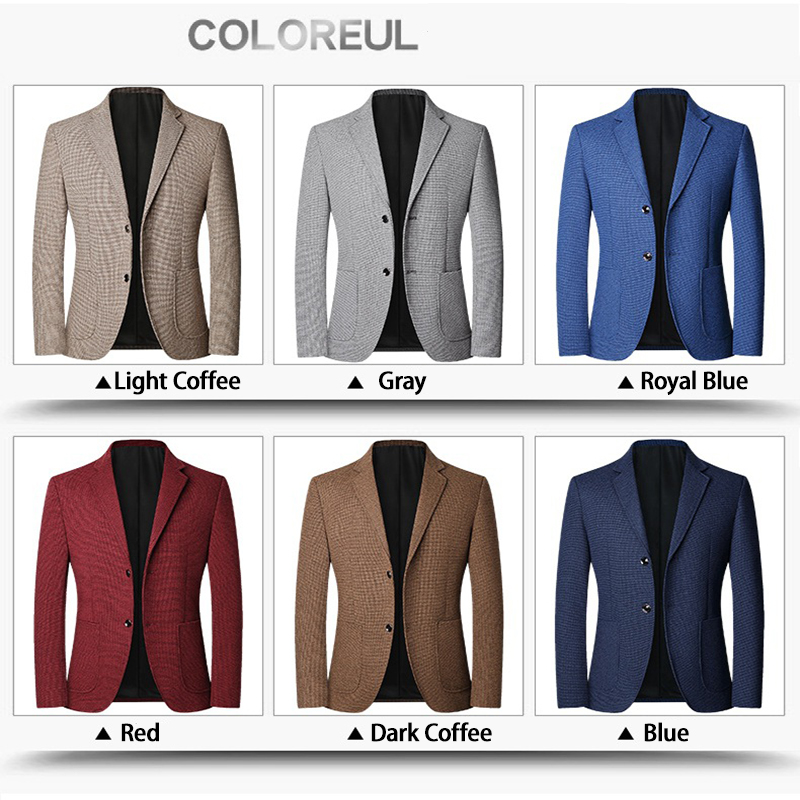 2025 Spring and Autumn New Six Color Checkered Non-iron Suit Jackets for Men, Royal Blue Casual Blazer Masculino /blazer Hombre