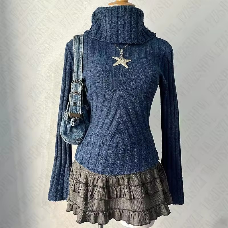 NEW College Style Rhombus Sweater Women Elegant Neck Pullover Jumper Female Autumn Winter Casual Loose Knitwear Trend Streetwear