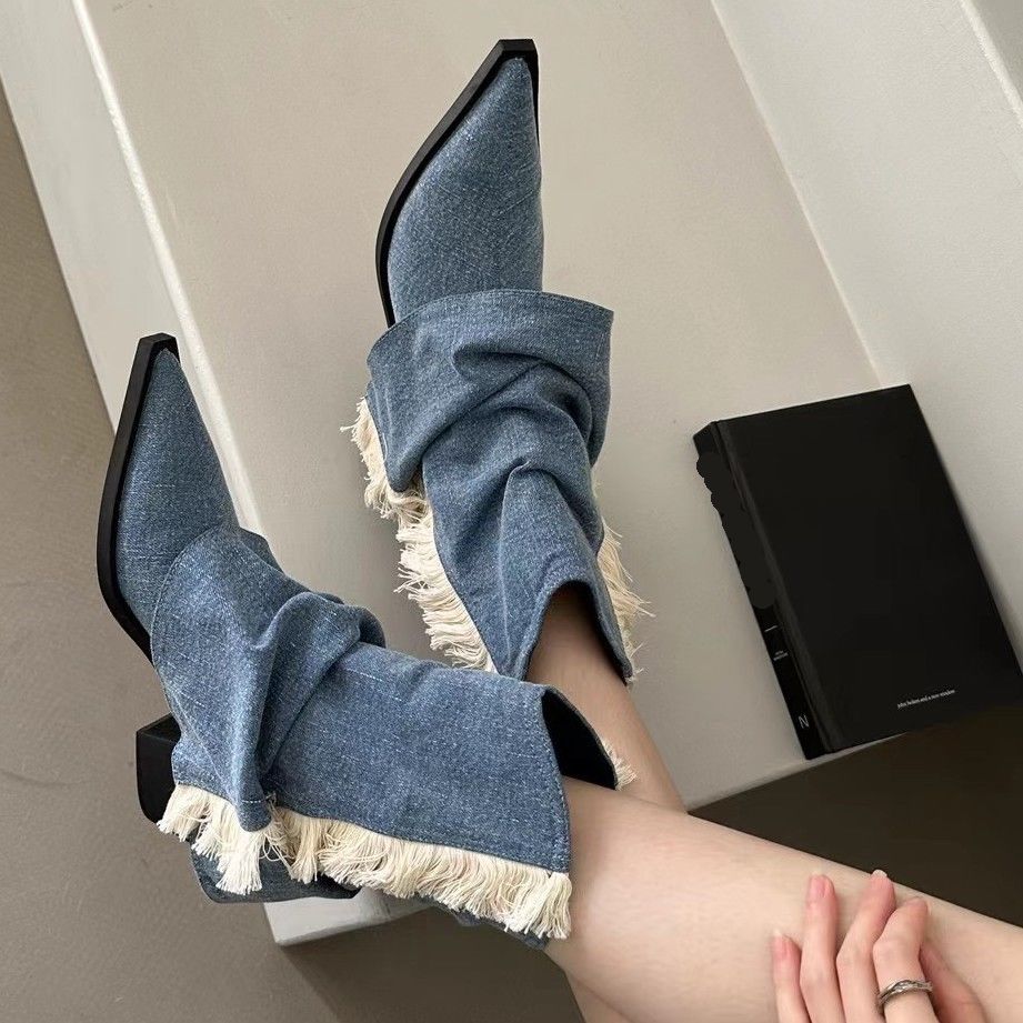 Fashion Stylish Versatile Vintage Women Shoes Short Women Pointed Toe Flat Heel Boot Gothic Style Hip Hop Punk Designer Slip On Ankle Boot Shoes