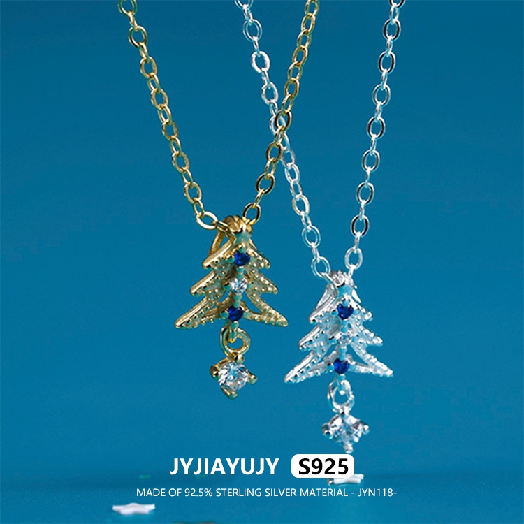 JYJIAYUJY 100% Whole Original Sterling Silver S925 45CM Necklace Chain Christmas Tree Zircon Style Fashion Woman Jewelry JYN118