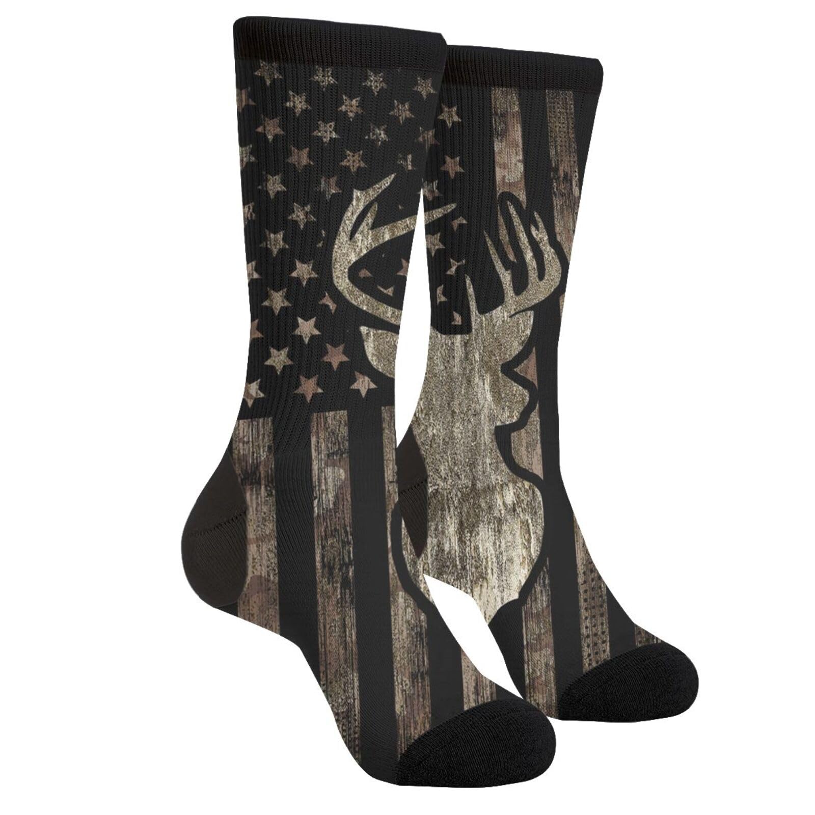 Desert Camo Camouflage Army American Flag Retro Hunting Deer Tactical Casual Funny Funky Novelty Socks For Men Women