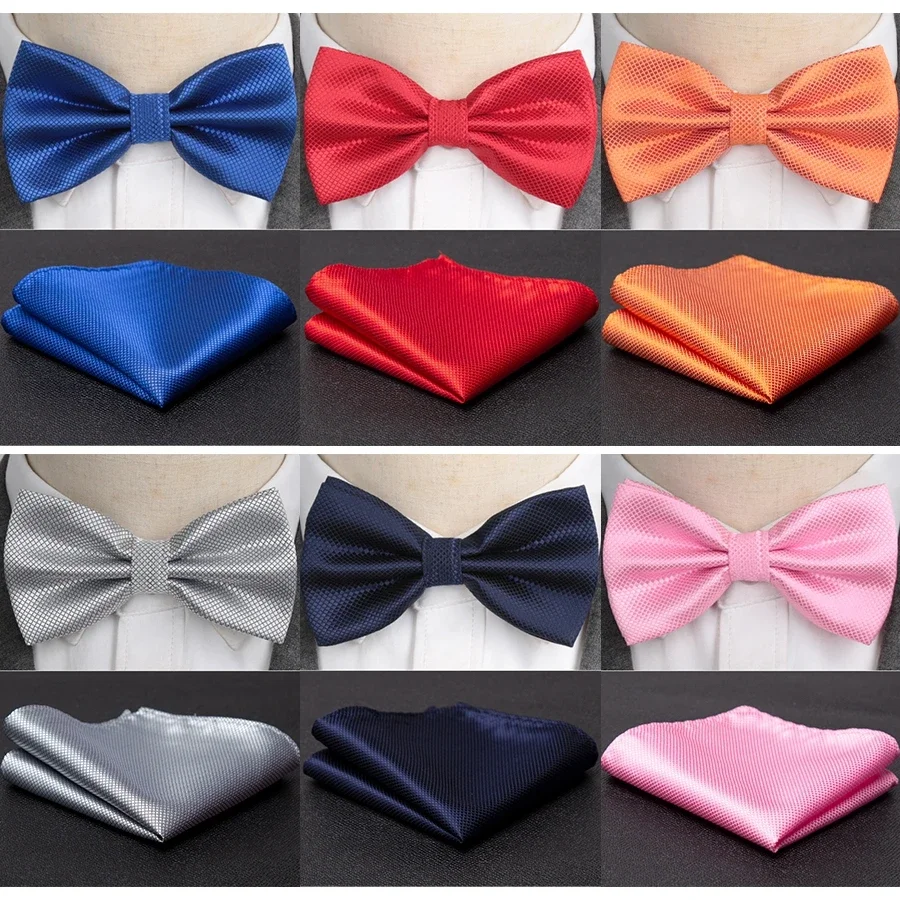 Men Bowtie Cravat Set Solid Fashion Butterfly Party Wedding Bow Ties Girls Formal Dress Tie Mens Bowknot Fashion Accessories