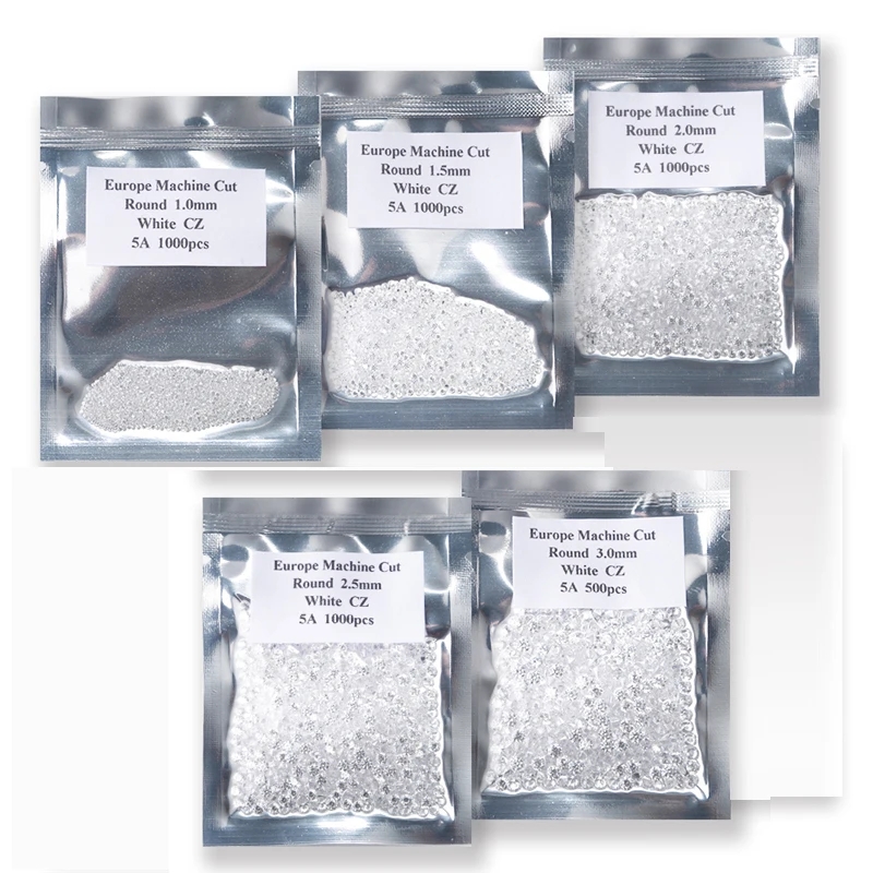 Wholesale 0.7mm-7.25mm 50pcsï½1000pcs/bag High Quality 5A Zircon Round White Cubic Zirconia Stones Beads For Jewelry Making DIY
