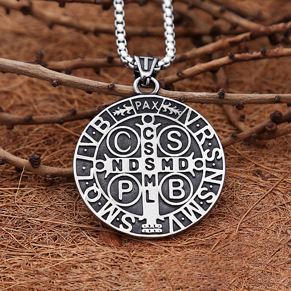Fashion Vintage San Benito Exorcist Pendant Punk Stainless Steel Christian Jesus Necklace For Men Women Amulet Jewelry Wholesale
