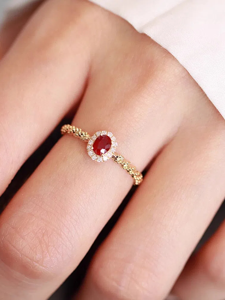 S925 Sterling Silver Women's Rings Vintage Oval Red Zirconia Ring Luxury Jewellery for Women Daily Wear Holiday Party Gifts