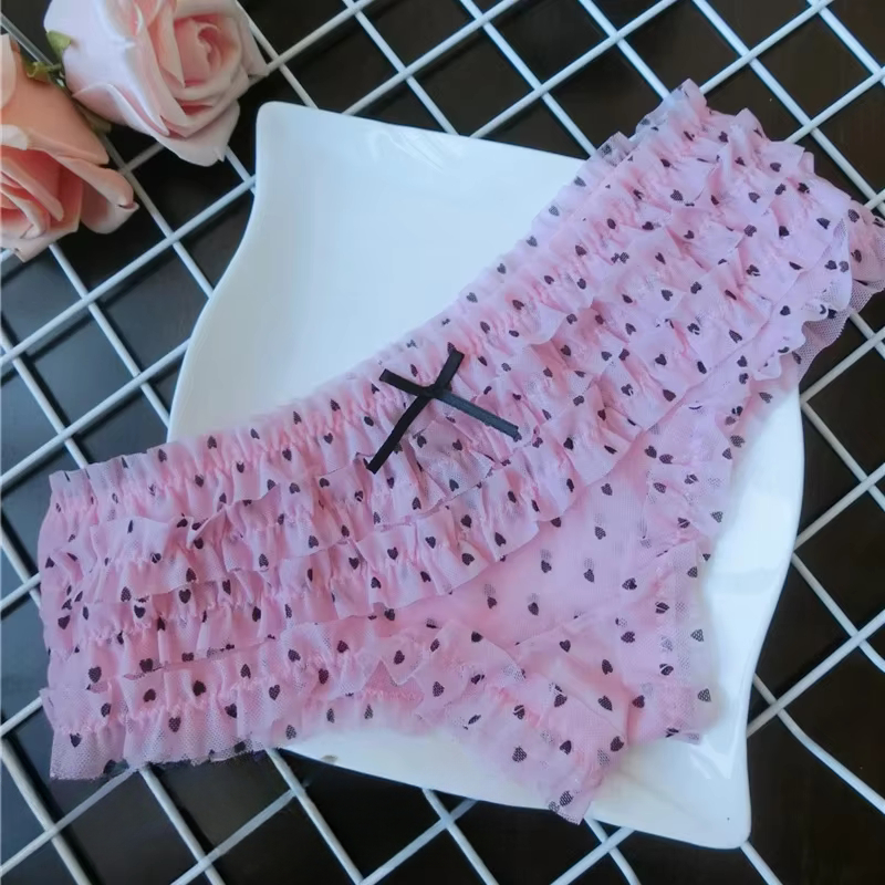 Fashion Low Waist Lingerie Cute Sweet Female Panties Underwear Cake Layer Lace Briefs Sexy Mesh Cozy Women's Underpants