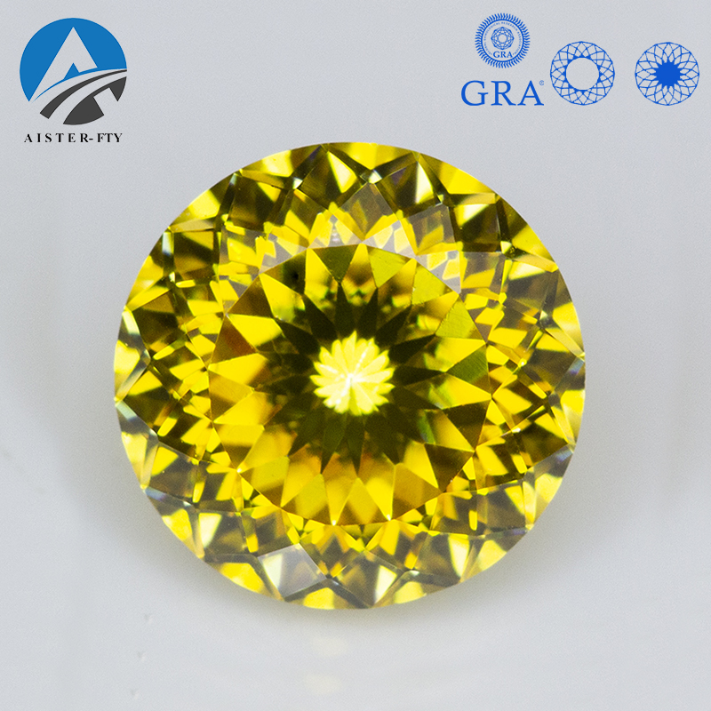 Golden Yellow Moissanite Stone 100 Faces Cut 1.0ct 6.5mm Certified Moissanite Diamond With GRA Certificate Pass Diamond Tested