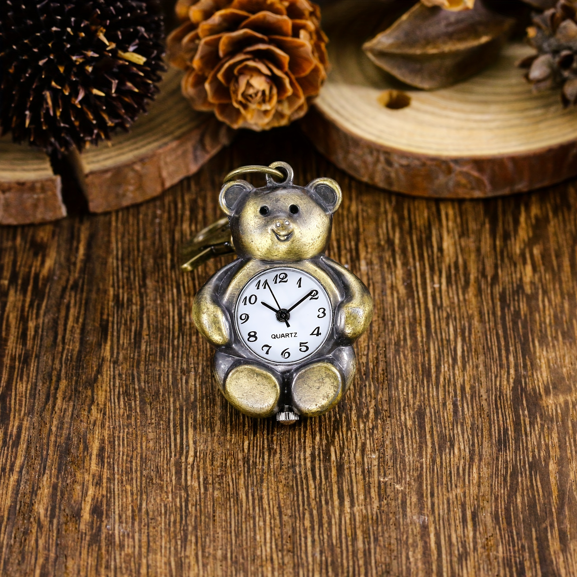 Bear Retro Keychain Watch Pocket Watch Men's and Women's Cartoon Animal Keychain Backpack Hanging Watch