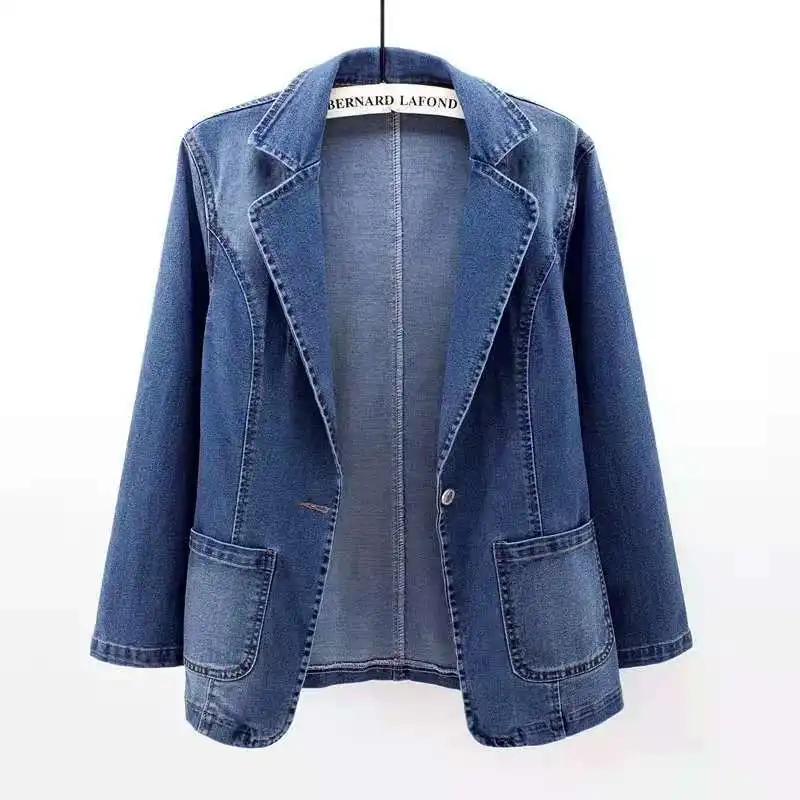 Spring Autumn Collection New Denim Jacket Women's Slimming Cardigan Outer Wear Solid Color Top Trendy Sihouette Smoothers