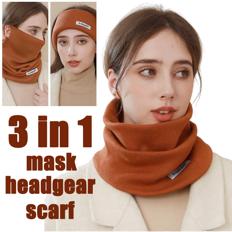 Fashionable Women's Winter Warm Knitted Scarf Neck Warmer Neck Cover Anti-cold Ear-Hung Mask for Outdoor Cycling Ski Camping