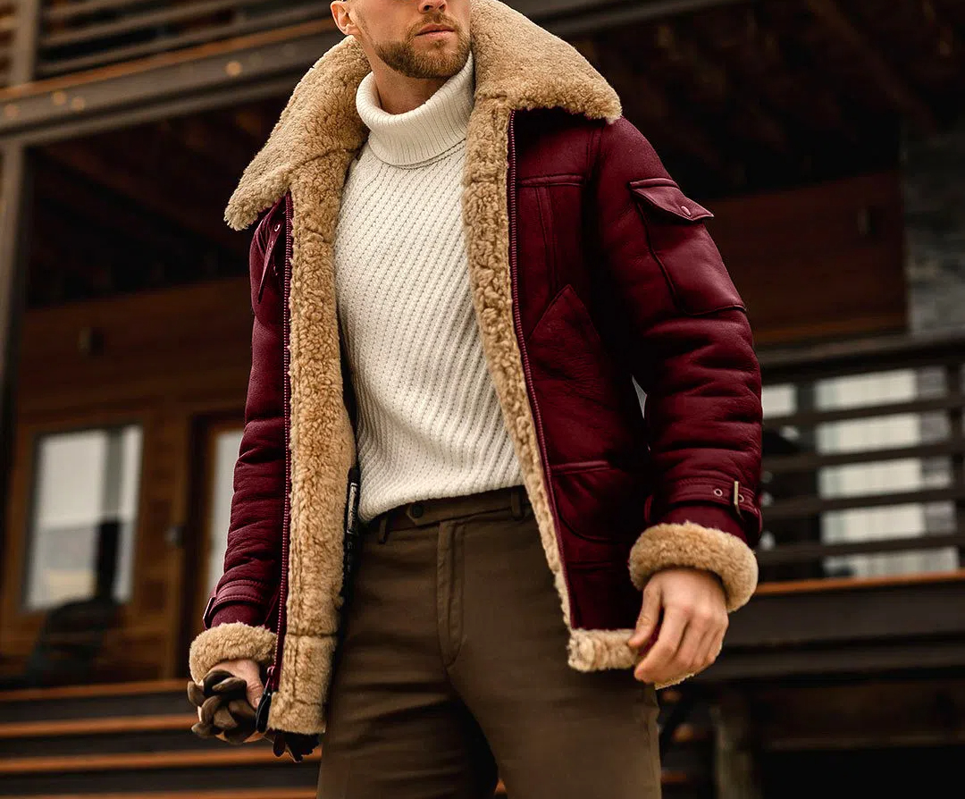 Men's Winter Multi Pocket Warm Top Trendy Plus Size Men's Frosted Collar Composite Jacket Thick Men's Leather Jacket Coat
