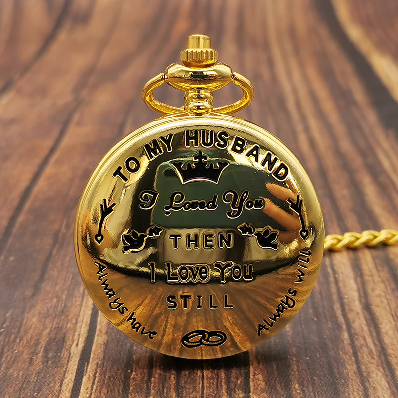 New Arrival Antique Gold Quartz Pocket Watch "TO MY HUSBAND"Men Watch Love Best Gifts Men Husband